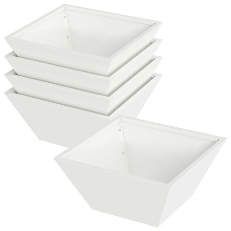 Саксия за градина 5 pcs Бяло 35 x 35 x 15 см Стомана
