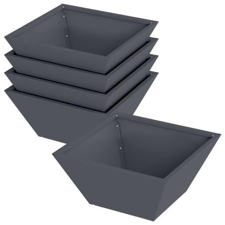 Саксия за градина 5 pcs Антрацит 35 x 35 x 15 см Стомана