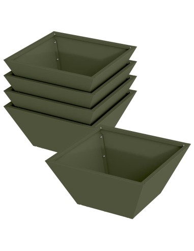 Саксия за градина 5 pcs Маслиненозелен 35 x 35 x 15 см Стомана