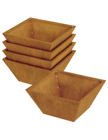 Саксия за градина 5 pcs Ръждясало 35 x 35 x 15 см