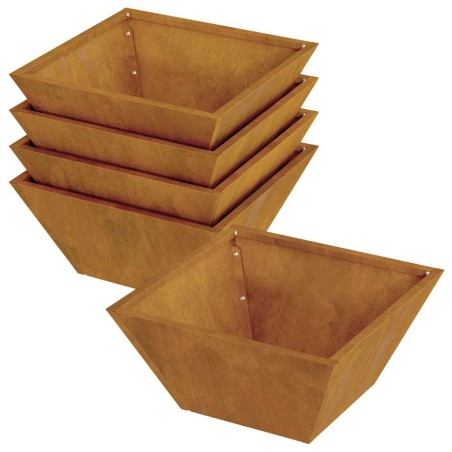 Саксия за градина 5 pcs Ръждясало 35 x 35 x 15 см