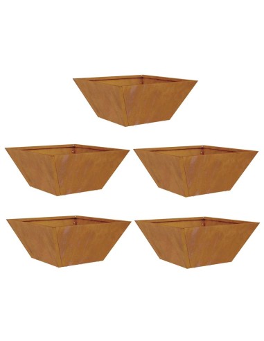 Саксия за градина 5 pcs Ръждясало 35 x 35 x 15 см