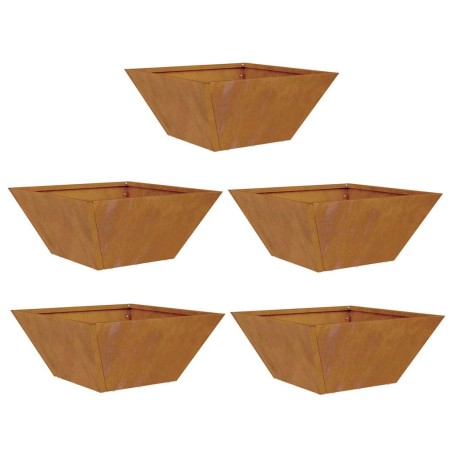 Саксия за градина 5 pcs Ръждясало 35 x 35 x 15 см