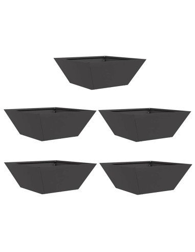 Саксия за градина 5 pcs Черно 40 x 40 x 15 см Стомана