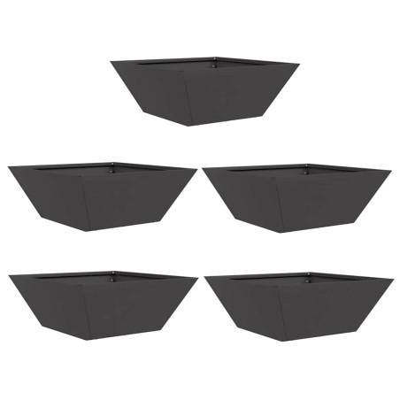 Саксия за градина 5 pcs Черно 40 x 40 x 15 см Стомана
