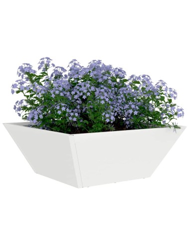 Саксия за градина Бяло 40 x 40 x 15 см Стомана