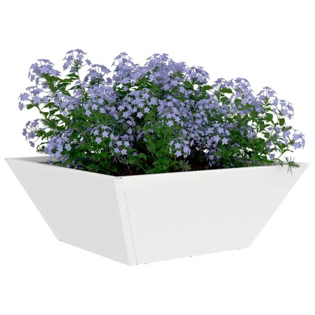 Саксия за градина Бяло 40 x 40 x 15 см Стомана