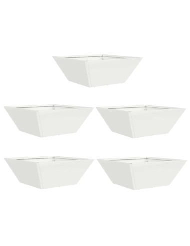 Саксия за градина 5 pcs Бяло 40 x 40 x 15 см Стомана