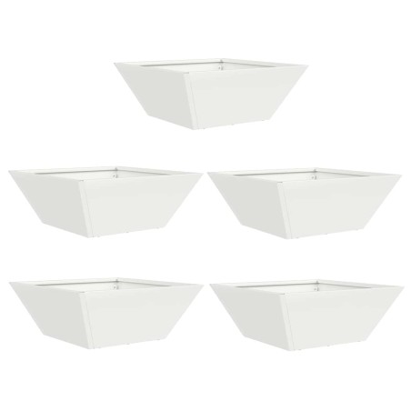 Саксия за градина 5 pcs Бяло 40 x 40 x 15 см Стомана