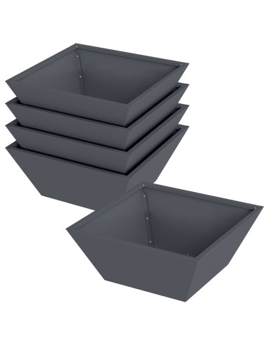Саксия за градина 5 pcs Антрацит 40 x 40 x 15 см Стомана
