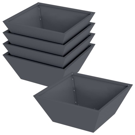 Саксия за градина 5 pcs Антрацит 40 x 40 x 15 см Стомана