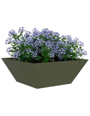 Саксия за градина Маслиненозелен 40 x 40 x 15 см Стомана