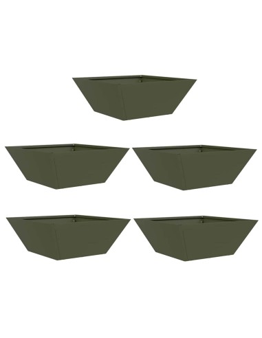 Саксия за градина 5 pcs Маслиненозелен 40 x 40 x 15 см Стомана