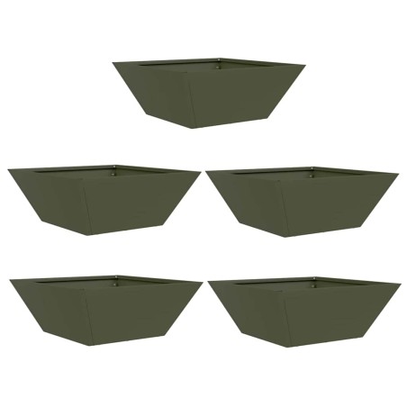 Саксия за градина 5 pcs Маслиненозелен 40 x 40 x 15 см Стомана