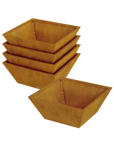 Саксия за градина 5 pcs Ръждясало 40 x 40 x 15 см