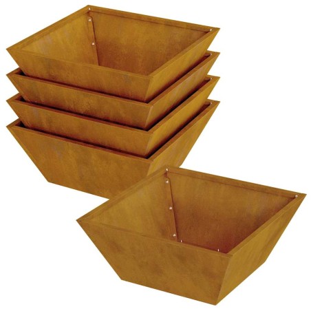 Саксия за градина 5 pcs Ръждясало 40 x 40 x 15 см