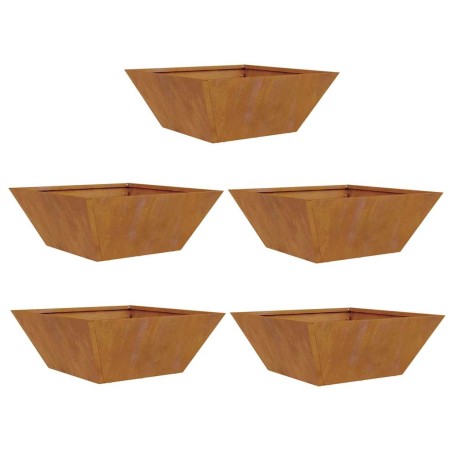 Саксия за градина 5 pcs Ръждясало 40 x 40 x 15 см