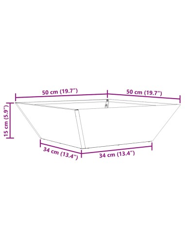 Саксия за градина Черно 50 x 50 x 15 см Стомана