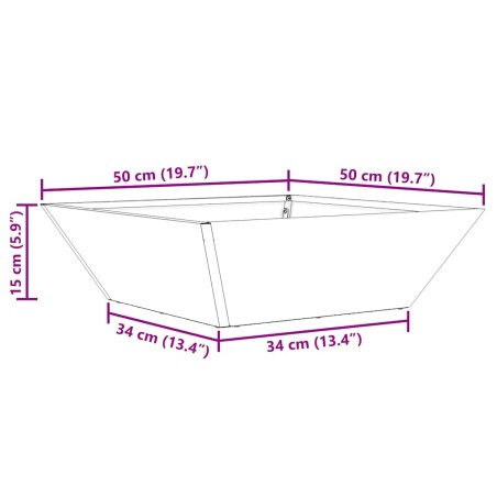 Саксия за градина Черно 50 x 50 x 15 см Стомана