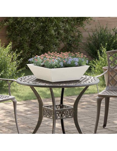 Саксия за градина Бяло 50 x 50 x 15 см Стомана