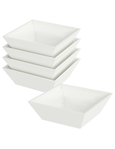 Саксия за градина 5 pcs Бяло 50 x 50 x 15 см Стомана
