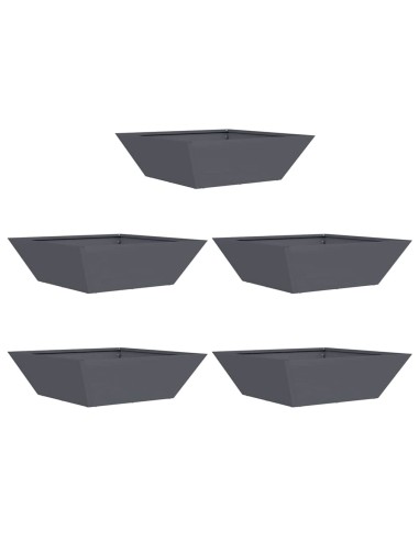 Саксия за градина 5 pcs Антрацит 50 x 50 x 15 см Стомана