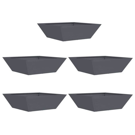 Саксия за градина 5 pcs Антрацит 50 x 50 x 15 см Стомана