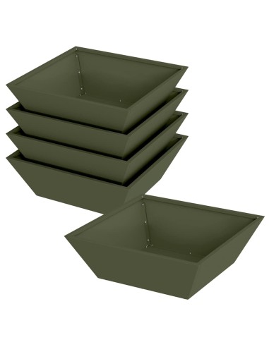 Саксия за градина 5 pcs Маслиненозелен 50 x 50 x 15 см Стомана