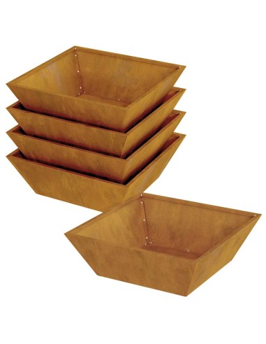 Саксия за градина 5 pcs Ръждясало 50 x 50 x 15 см