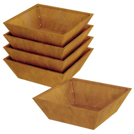 Саксия за градина 5 pcs Ръждясало 50 x 50 x 15 см