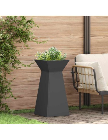 Саксия с колона Черно 35 x 35 x 73 см Стомана