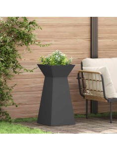 Саксия с колона 2 pcs Черно 35 x 35 x 73 см Стомана