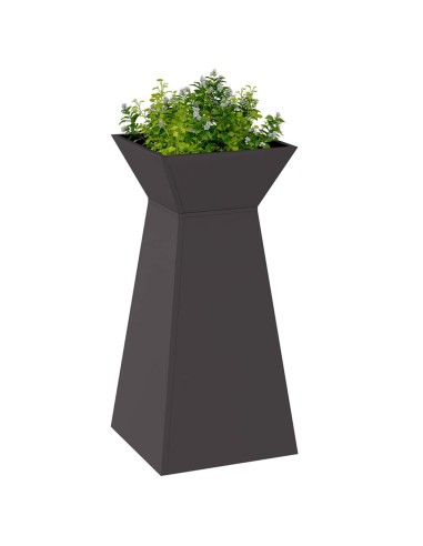 Саксия с колона 2 pcs Черно 35 x 35 x 73 см Стомана