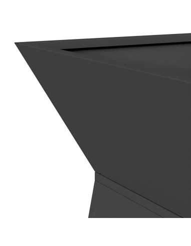 Саксия с колона 2 pcs Черно 35 x 35 x 73 см Стомана