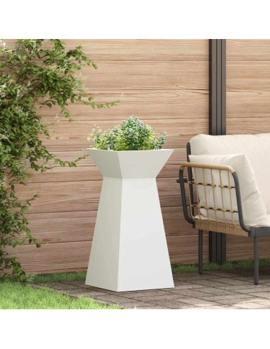 Саксия с колона Бяло 35 x 35 x 73 см Стомана
