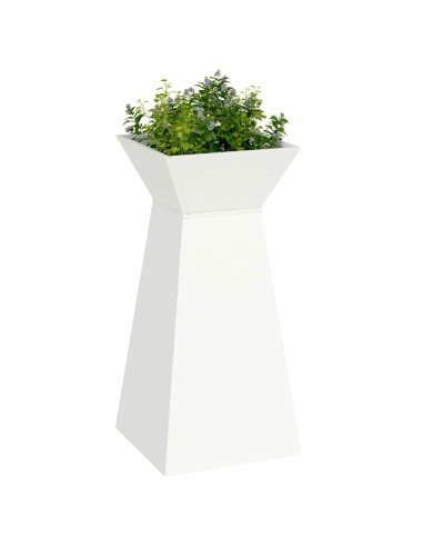 Саксия с колона Бяло 35 x 35 x 73 см Стомана
