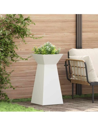 Саксия с колона 2 pcs Бяло 35 x 35 x 73 см Стомана