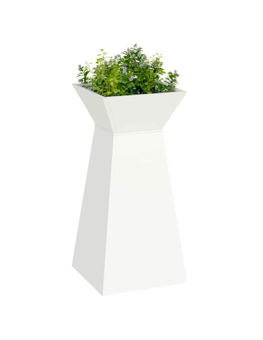 Саксия с колона 2 pcs Бяло 35 x 35 x 73 см Стомана