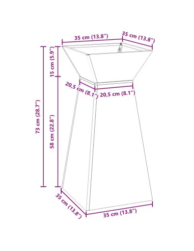 Саксия с колона Антрацит 35 x 35 x 73 см Стомана