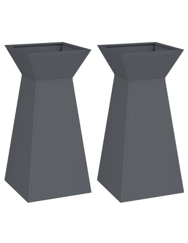 Саксия с колона 2 pcs Антрацит 35 x 35 x 73 см Стомана