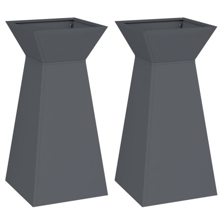 Саксия с колона 2 pcs Антрацит 35 x 35 x 73 см Стомана