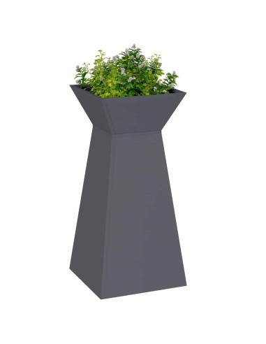 Саксия с колона 2 pcs Антрацит 35 x 35 x 73 см Стомана