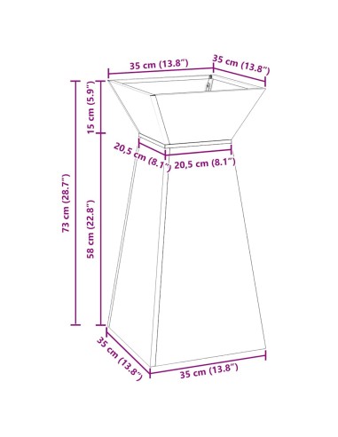 Саксия с колона 2 pcs Антрацит 35 x 35 x 73 см Стомана