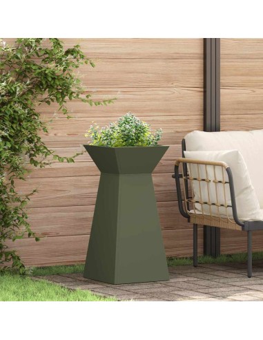 Саксия с колона Маслинено 35 x 35 x 73 см Стомана