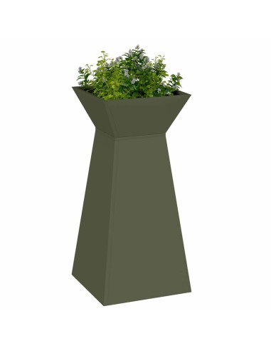 Саксия с колона Маслинено 35 x 35 x 73 см Стомана