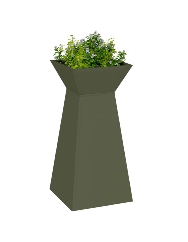 Саксия с колона 2 pcs Маслинено 35 x 35 x 73 см Стомана