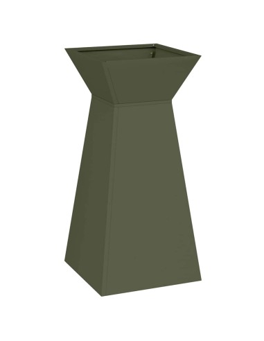 Саксия с колона 2 pcs Маслинено 35 x 35 x 73 см Стомана