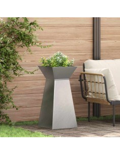 Саксия с колона 2 pcs Сребрист 35 x 35 x 73 см Стомана