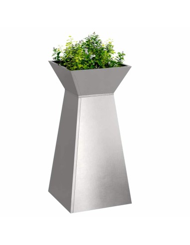 Саксия с колона 2 pcs Сребрист 35 x 35 x 73 см Стомана