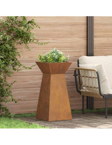 Саксия с колона 2 pcs Сребрист 35 x 35 x 73 см Стомана